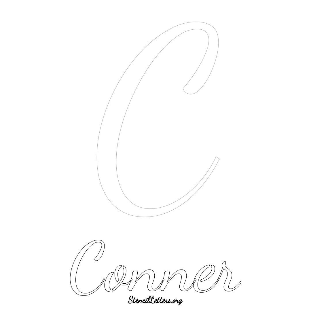 Conner printable name initial stencil in Cursive Script Lettering