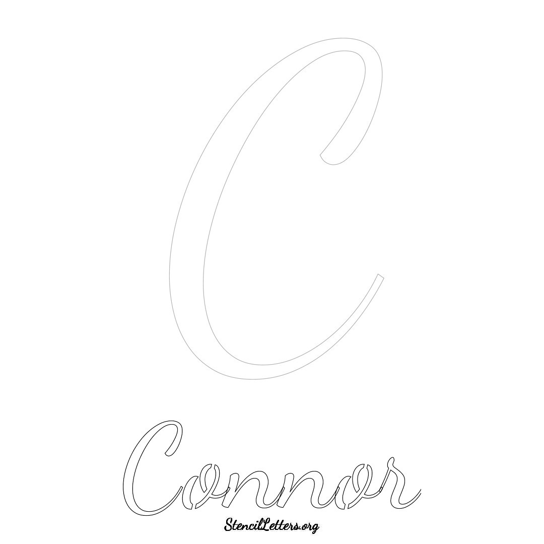 Connor printable name initial stencil in Cursive Script Lettering