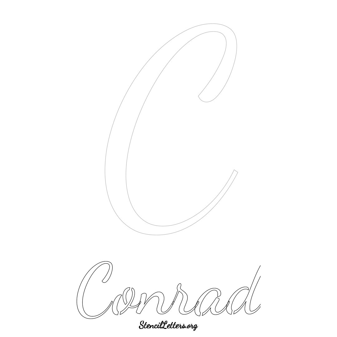 Conrad printable name initial stencil in Cursive Script Lettering