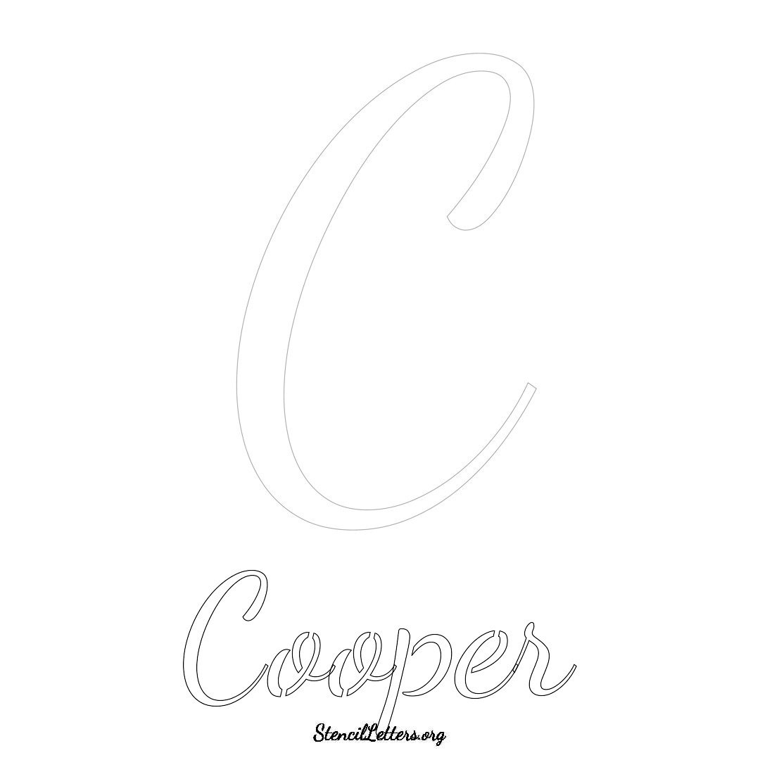 Cooper printable name initial stencil in Cursive Script Lettering