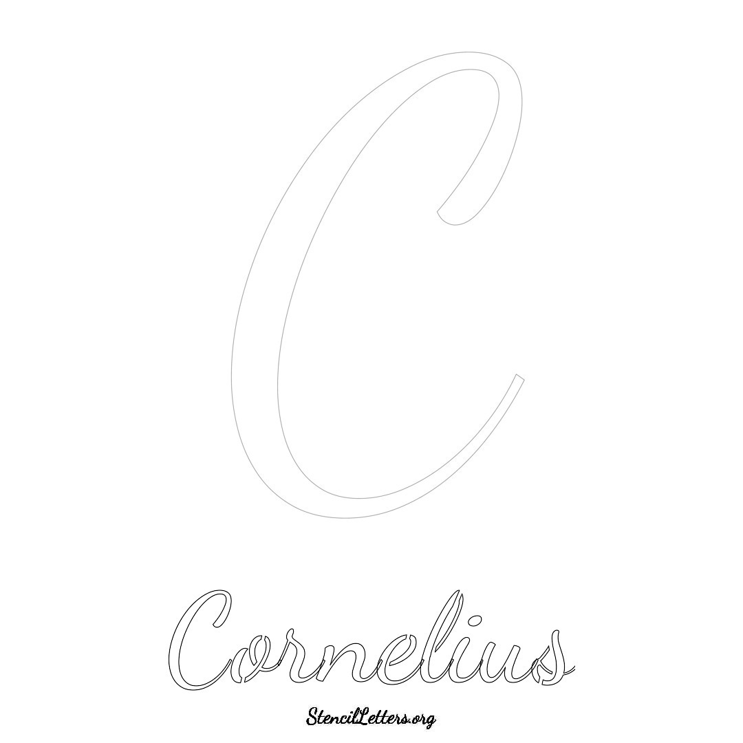 Cornelius printable name initial stencil in Cursive Script Lettering