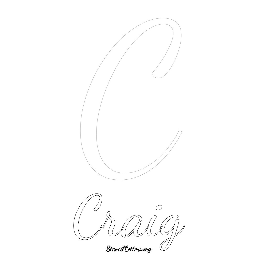 Craig printable name initial stencil in Cursive Script Lettering