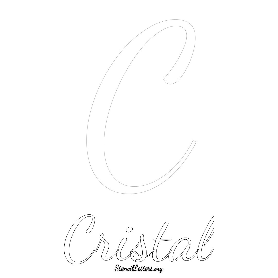 Cristal printable name initial stencil in Cursive Script Lettering