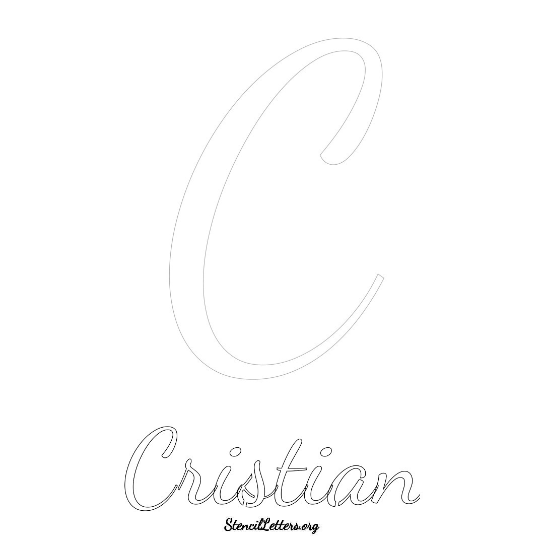 Cristian printable name initial stencil in Cursive Script Lettering