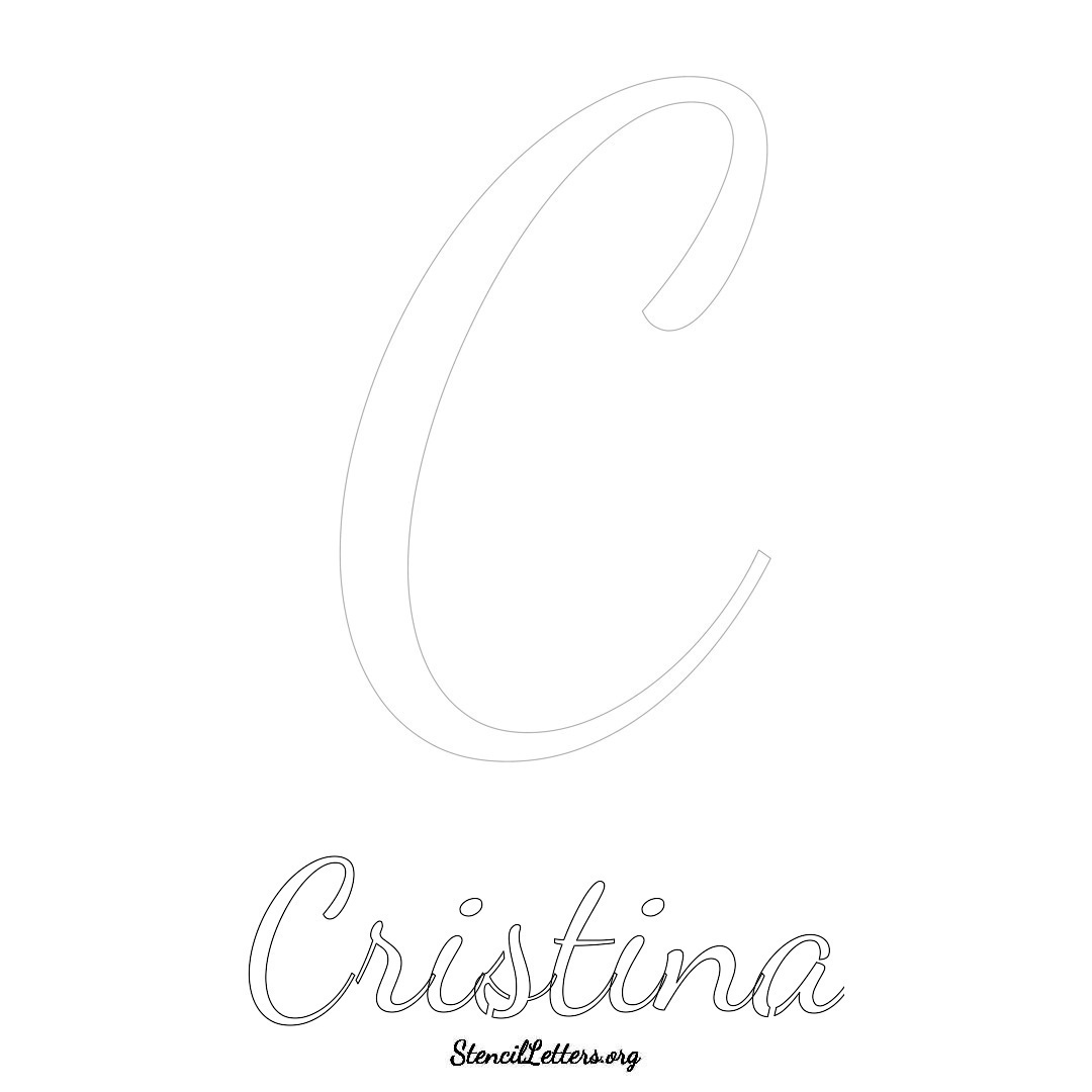 Cristina printable name initial stencil in Cursive Script Lettering