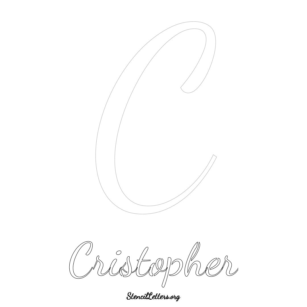 Cristopher printable name initial stencil in Cursive Script Lettering