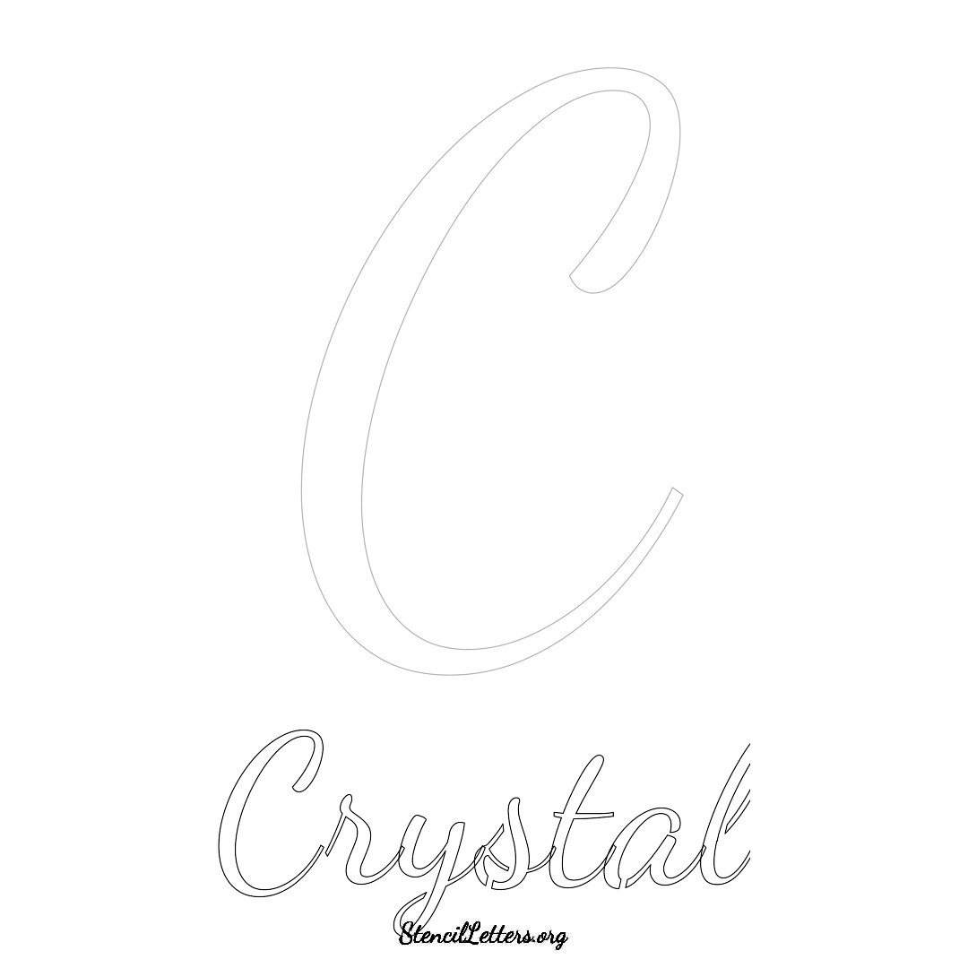 Crystal printable name initial stencil in Cursive Script Lettering