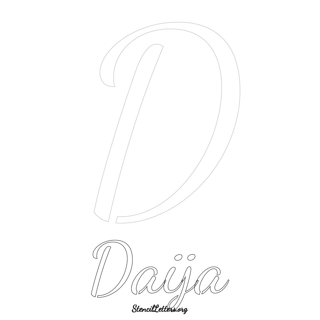 Daija printable name initial stencil in Cursive Script Lettering