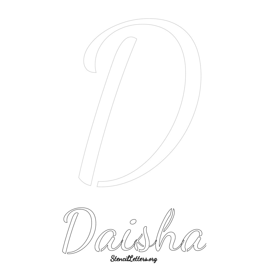 Daisha printable name initial stencil in Cursive Script Lettering