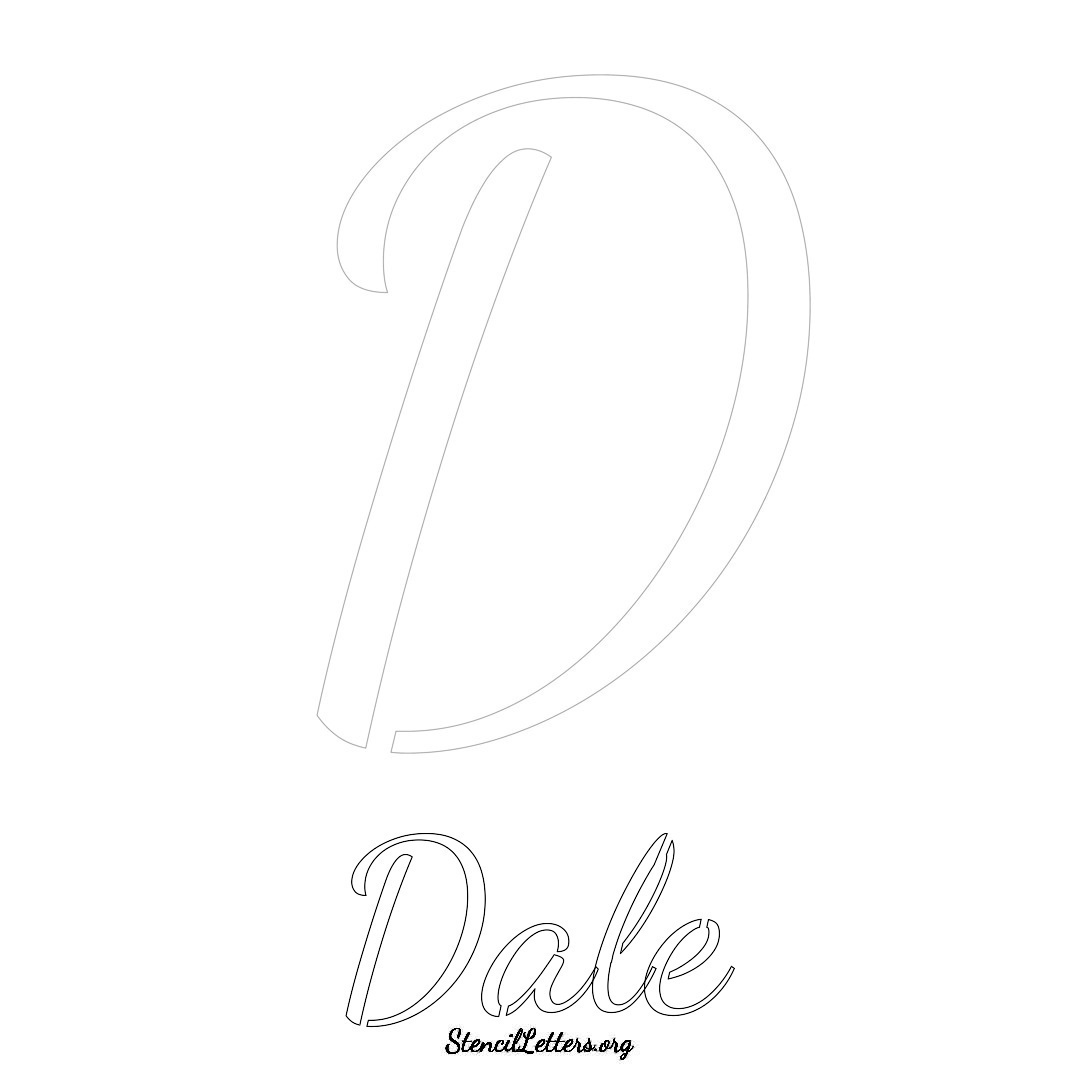 Dale printable name initial stencil in Cursive Script Lettering