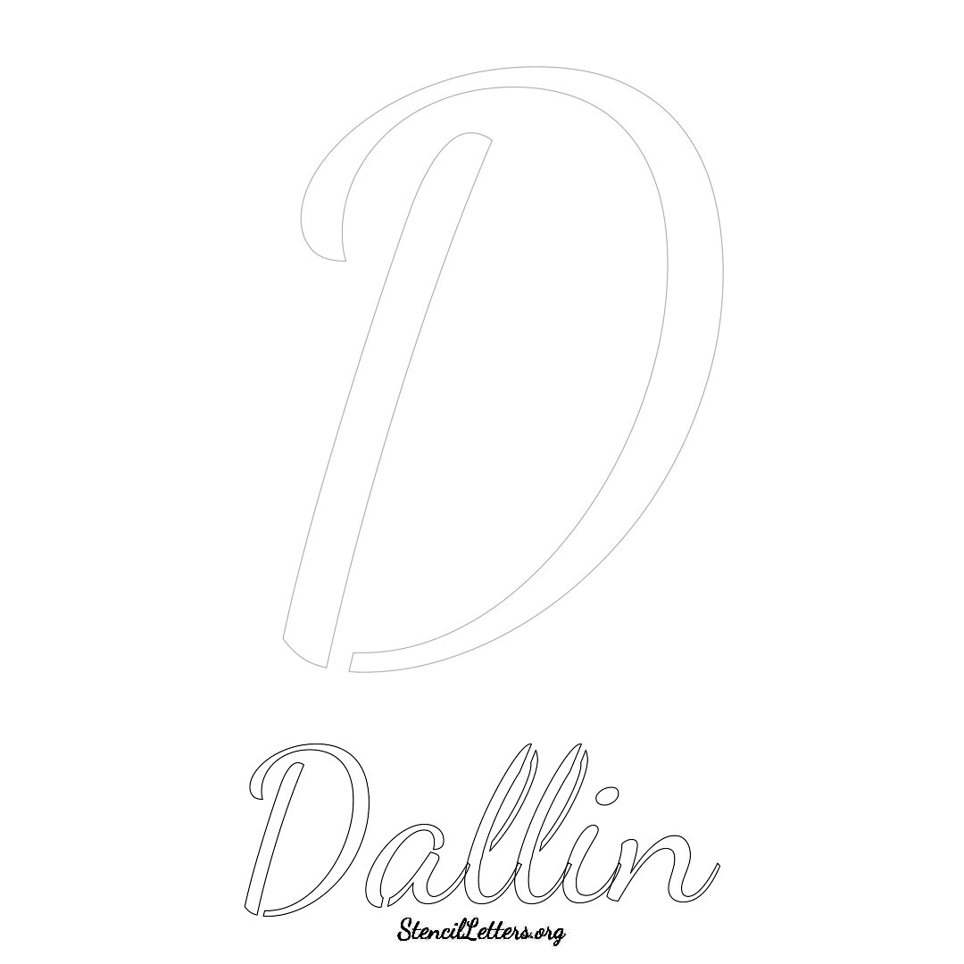 Dallin printable name initial stencil in Cursive Script Lettering