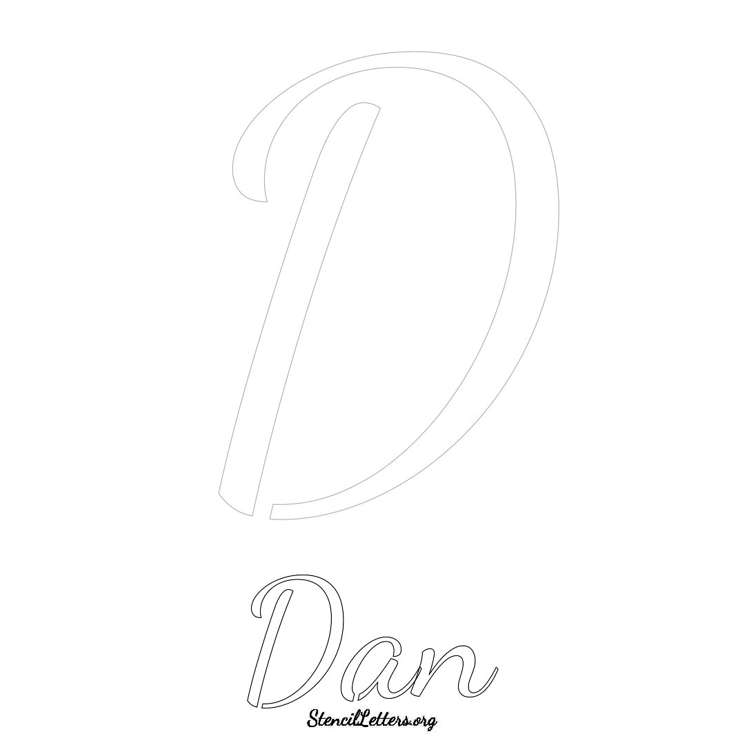 Dan printable name initial stencil in Cursive Script Lettering