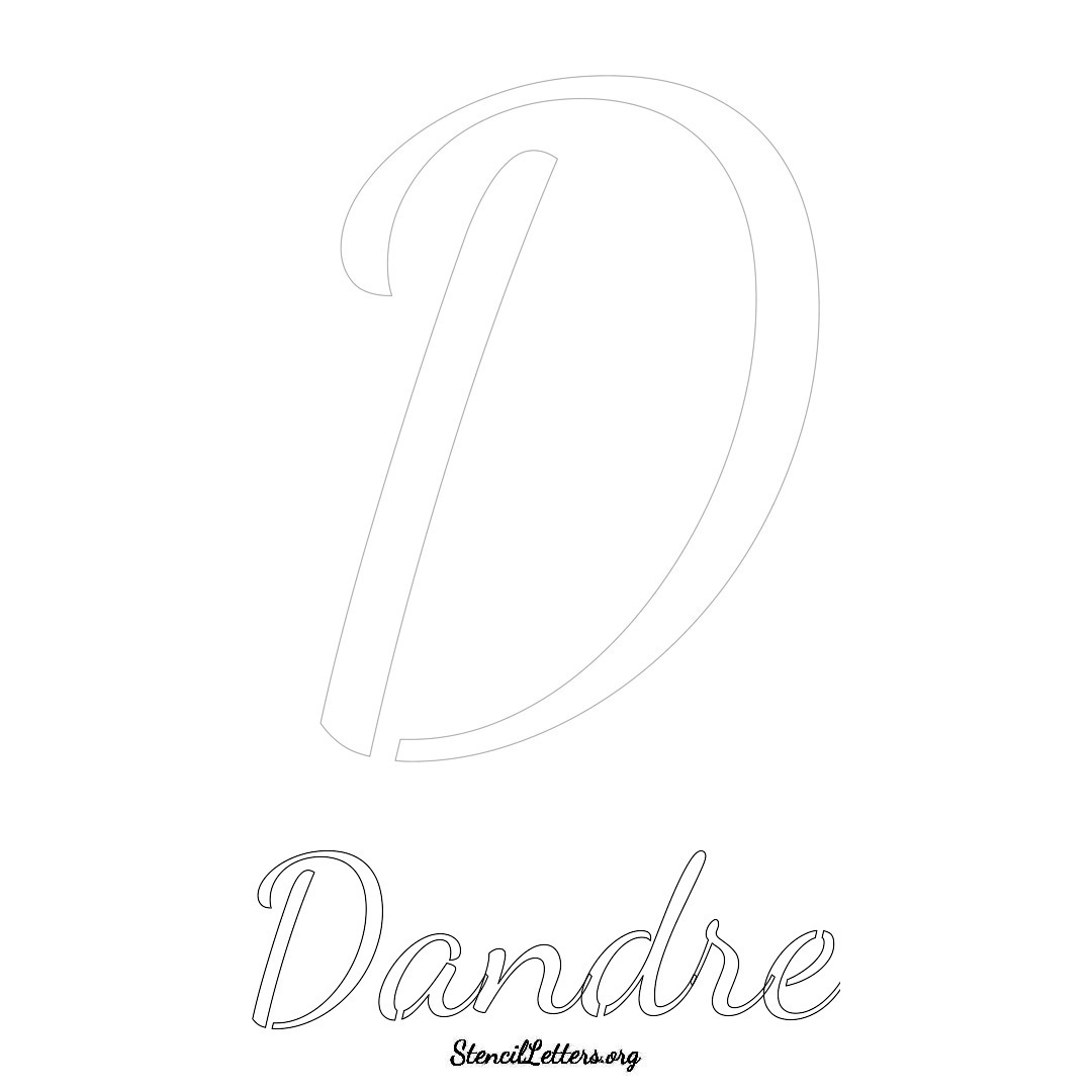 Dandre printable name initial stencil in Cursive Script Lettering