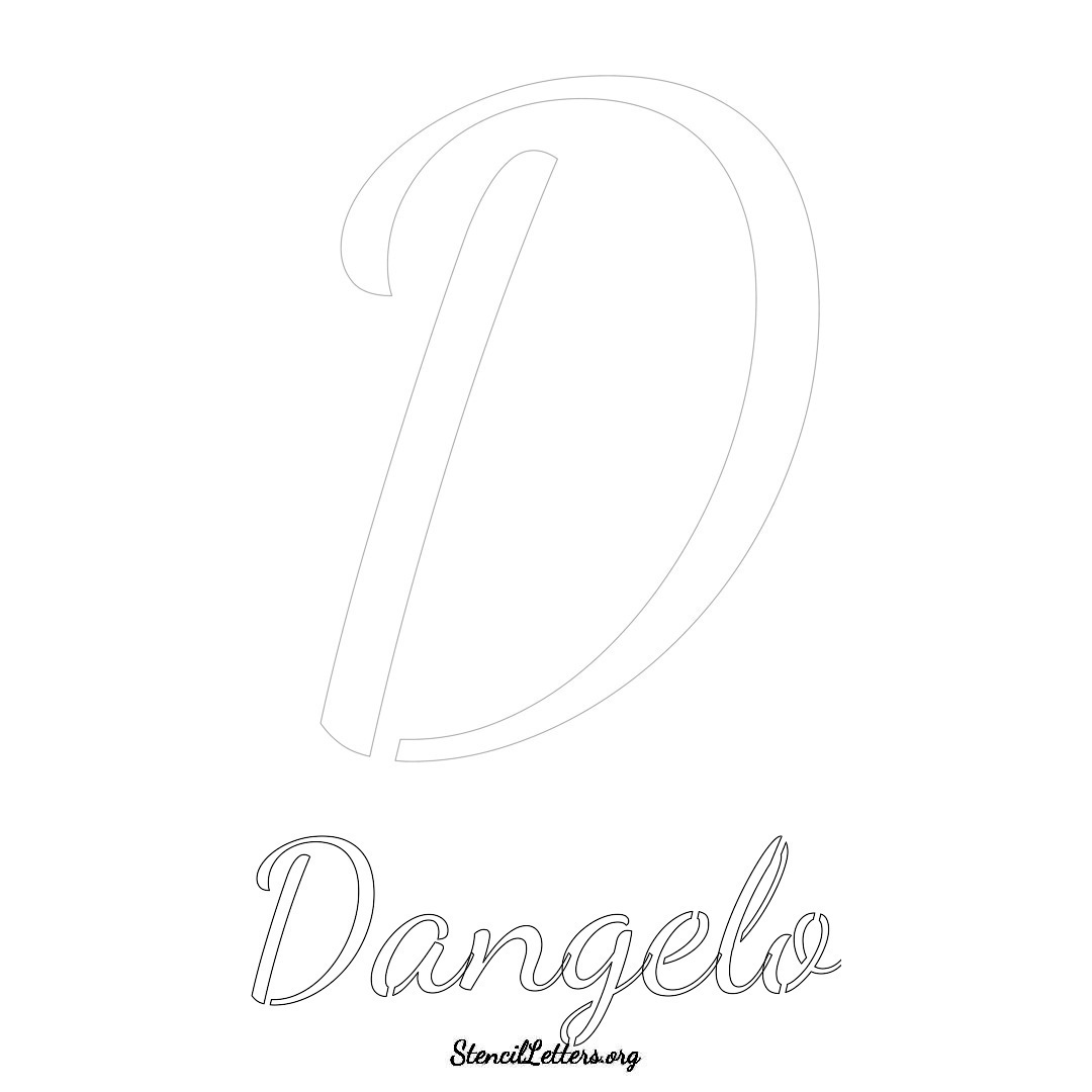 Dangelo printable name initial stencil in Cursive Script Lettering