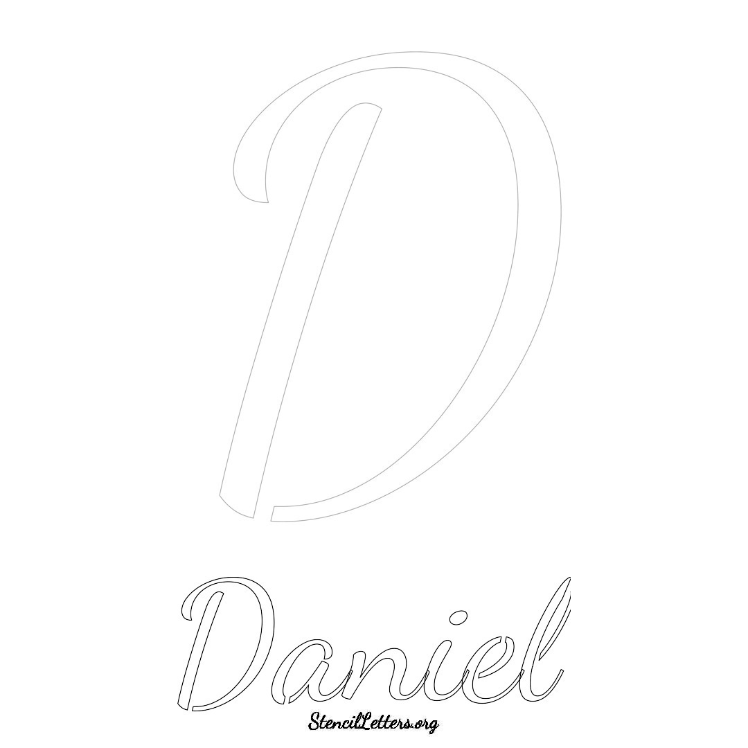 Daniel printable name initial stencil in Cursive Script Lettering