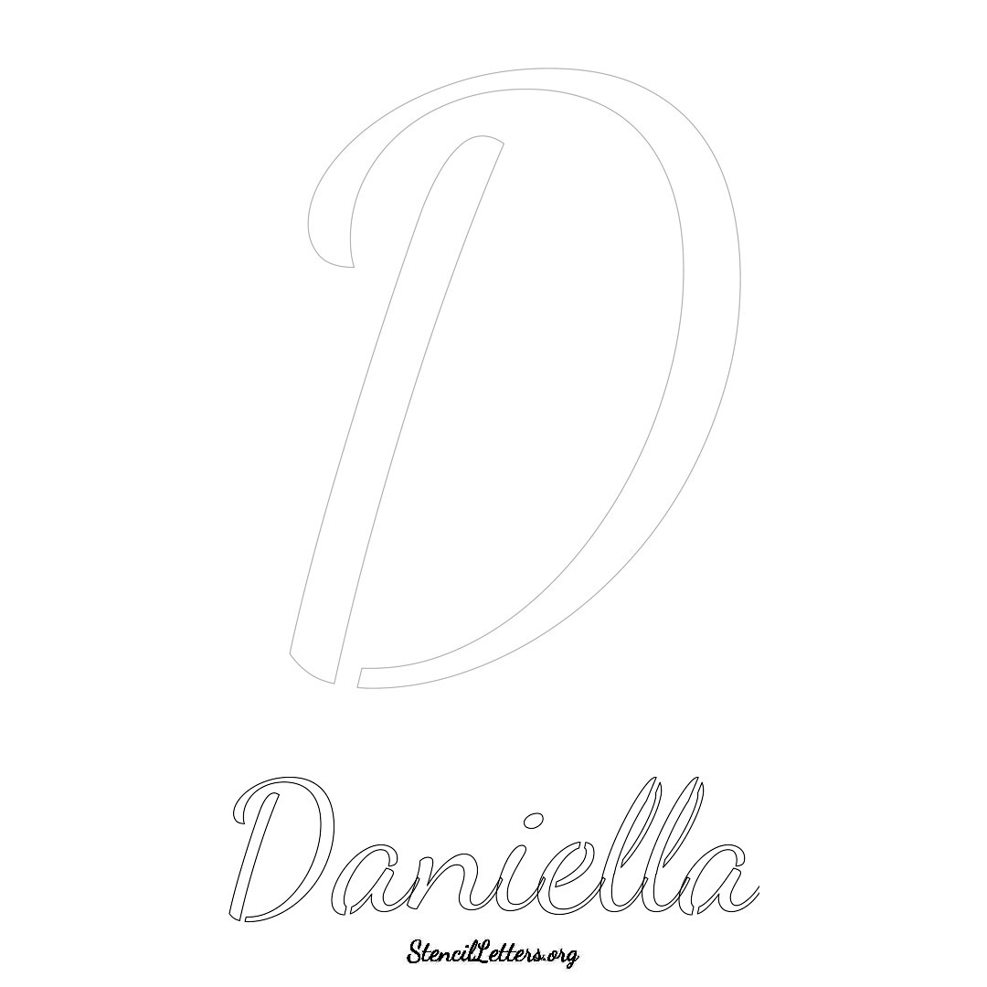 Daniella printable name initial stencil in Cursive Script Lettering