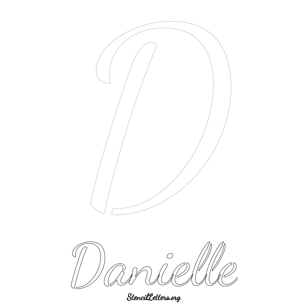 Danielle printable name initial stencil in Cursive Script Lettering