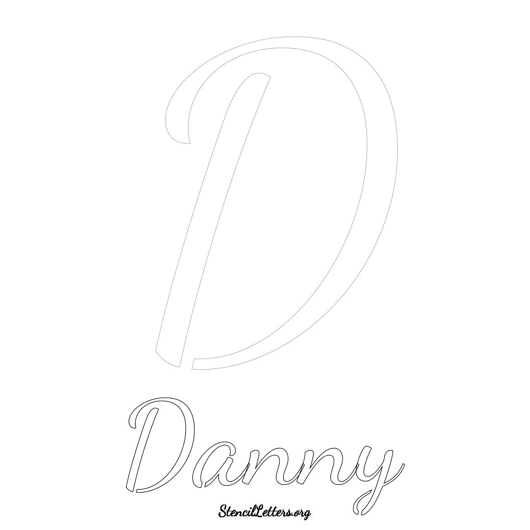 Danny printable name initial stencil in Cursive Script Lettering