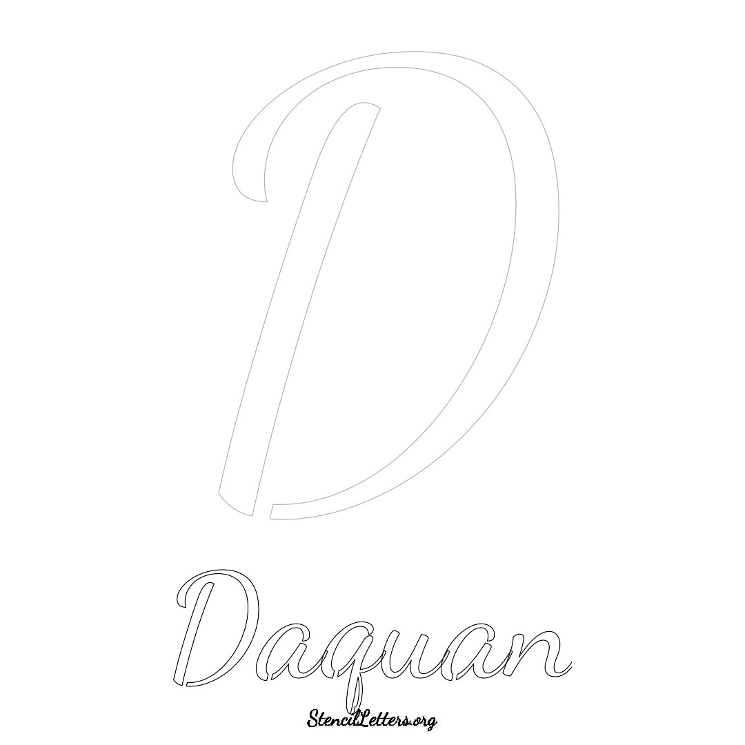 Daquan printable name initial stencil in Cursive Script Lettering