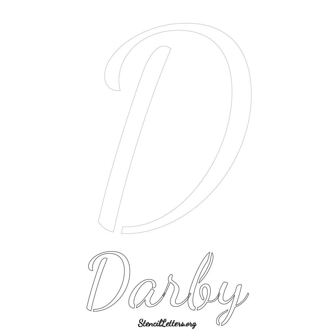 Darby printable name initial stencil in Cursive Script Lettering