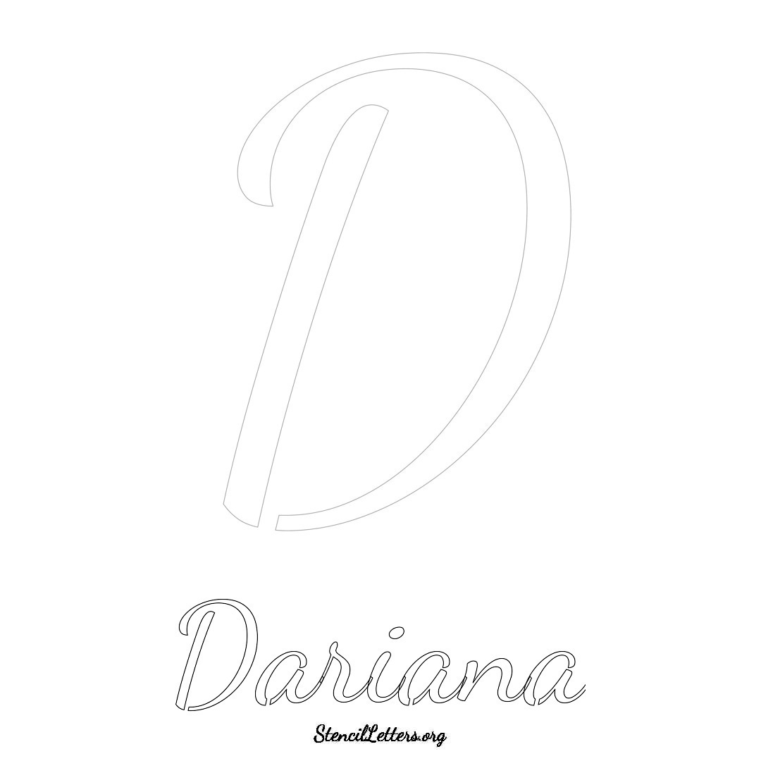 Dariana printable name initial stencil in Cursive Script Lettering