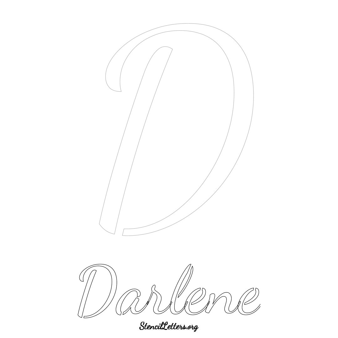 Darlene printable name initial stencil in Cursive Script Lettering