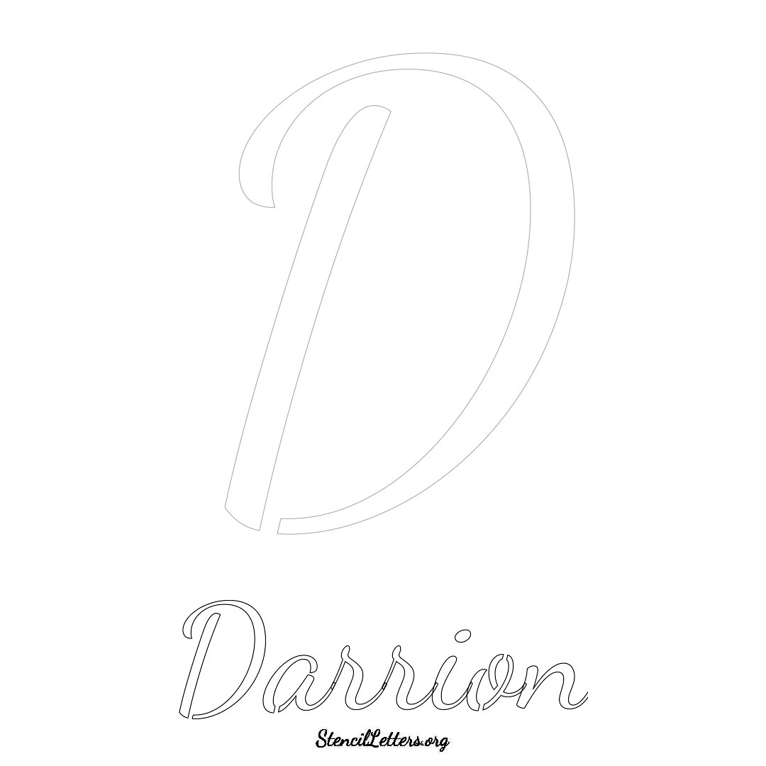 Darrion printable name initial stencil in Cursive Script Lettering