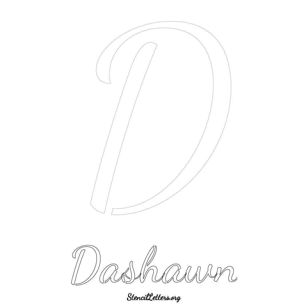 Dashawn printable name initial stencil in Cursive Script Lettering