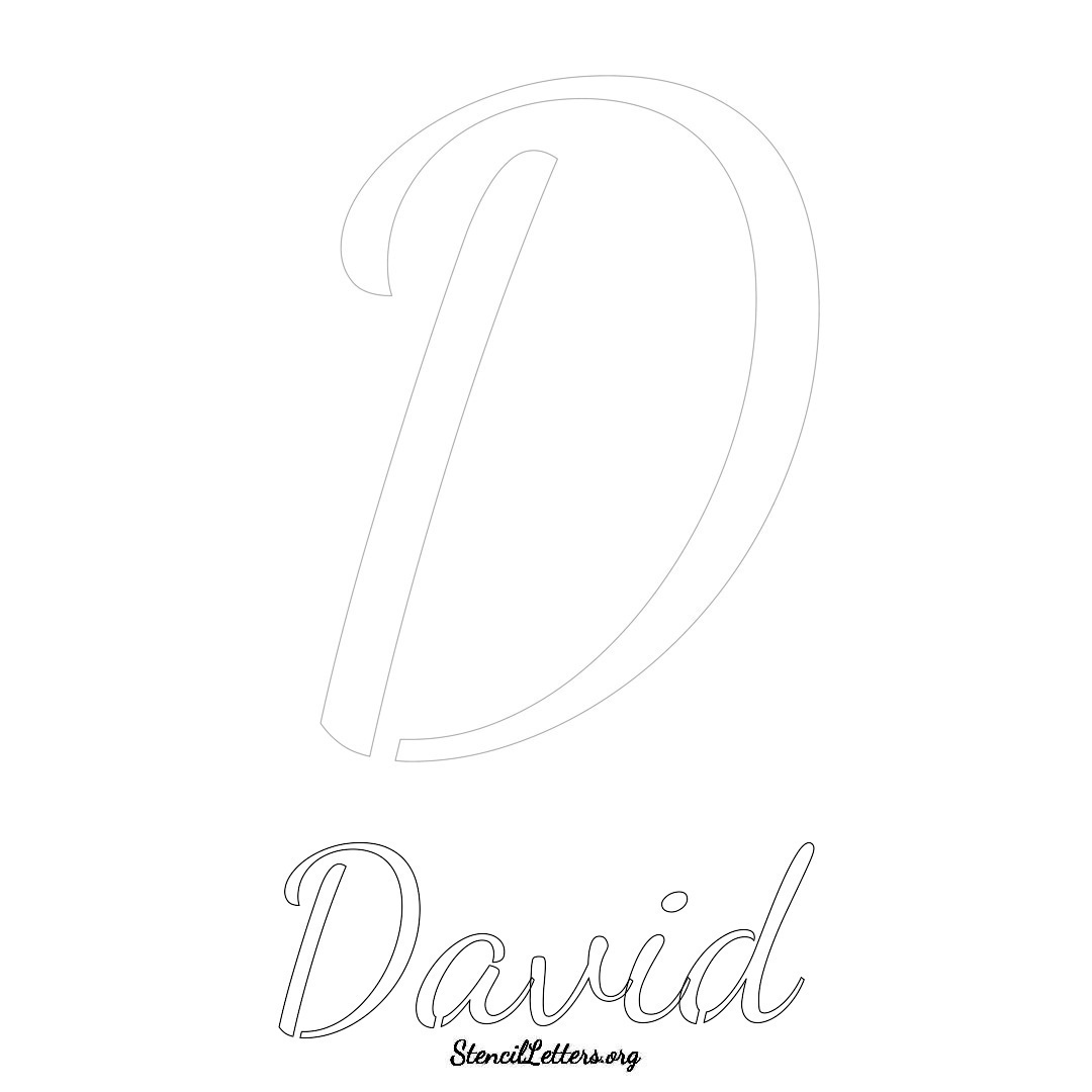 David printable name initial stencil in Cursive Script Lettering