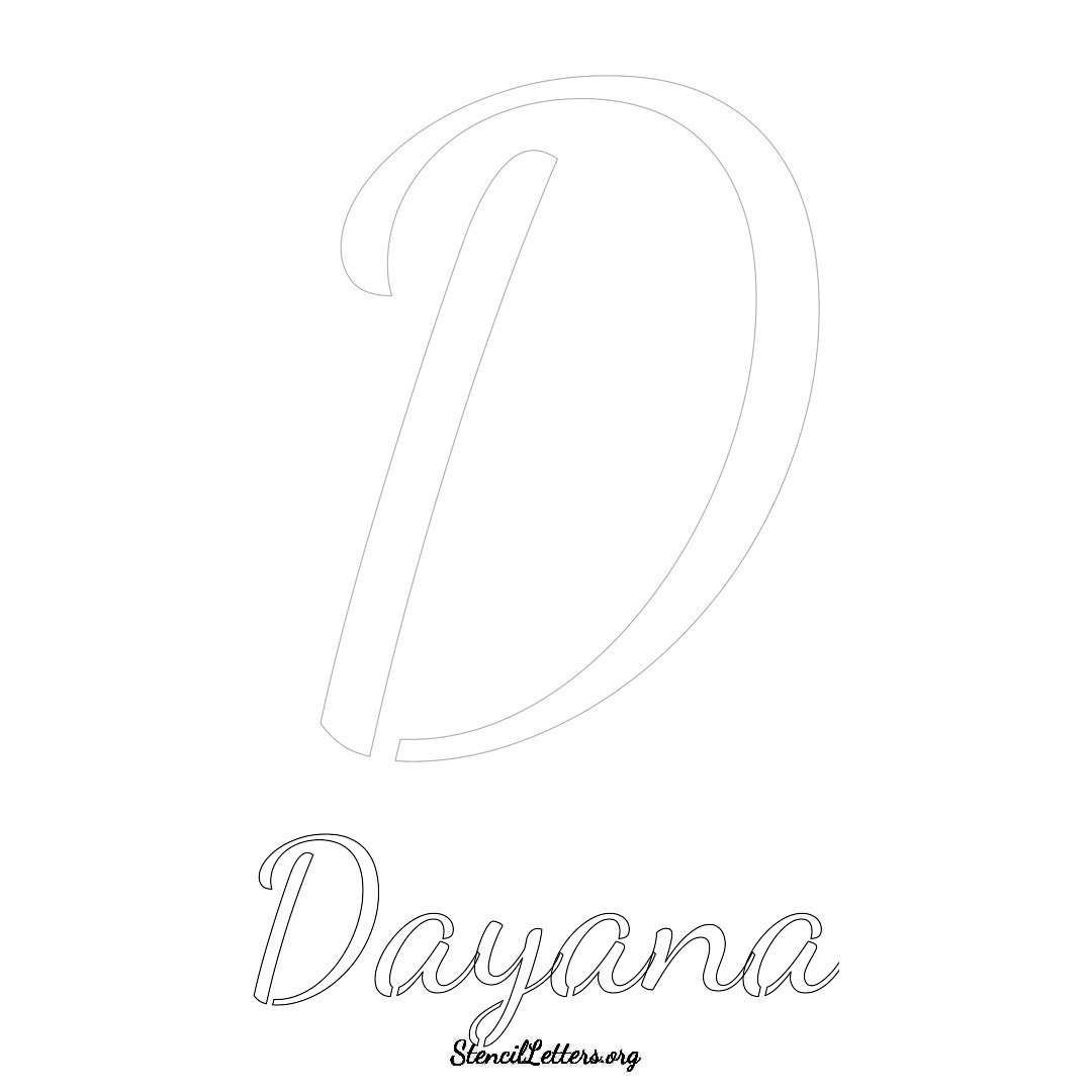 Dayana printable name initial stencil in Cursive Script Lettering