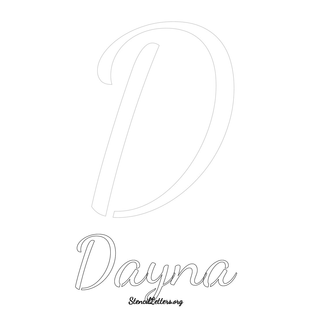 Dayna printable name initial stencil in Cursive Script Lettering