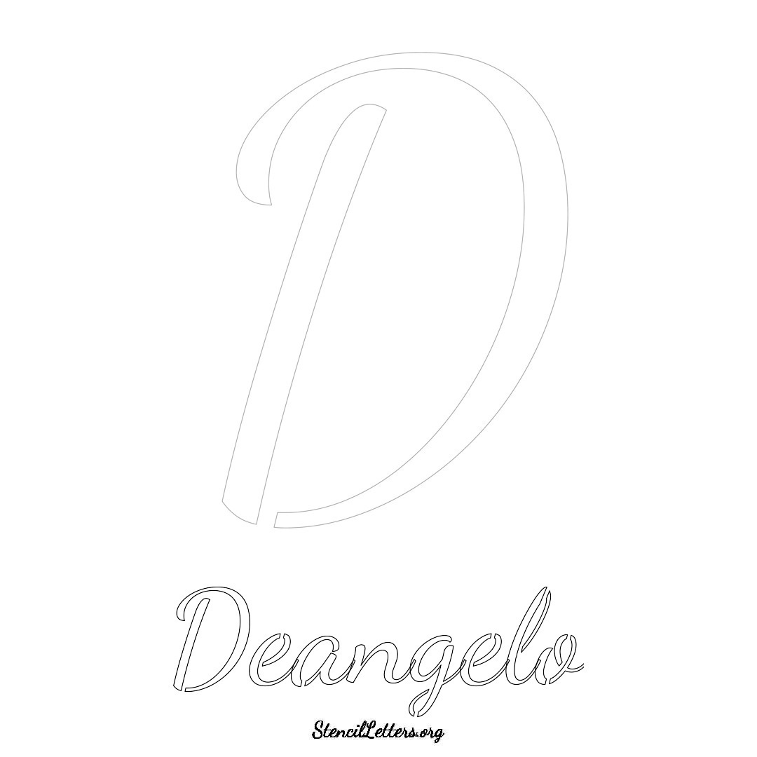 Deangelo printable name initial stencil in Cursive Script Lettering