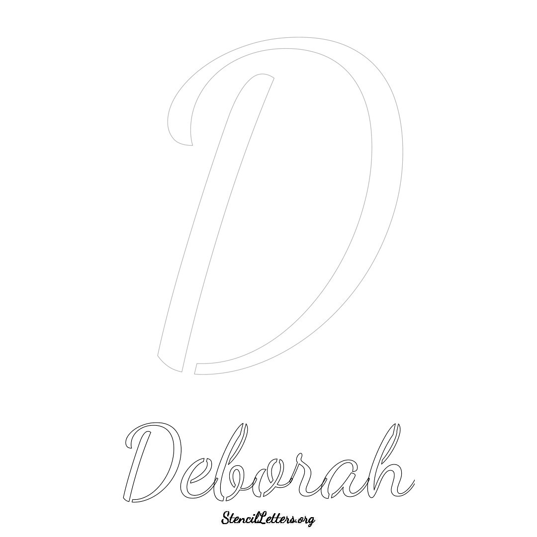 Deborah printable name initial stencil in Cursive Script Lettering