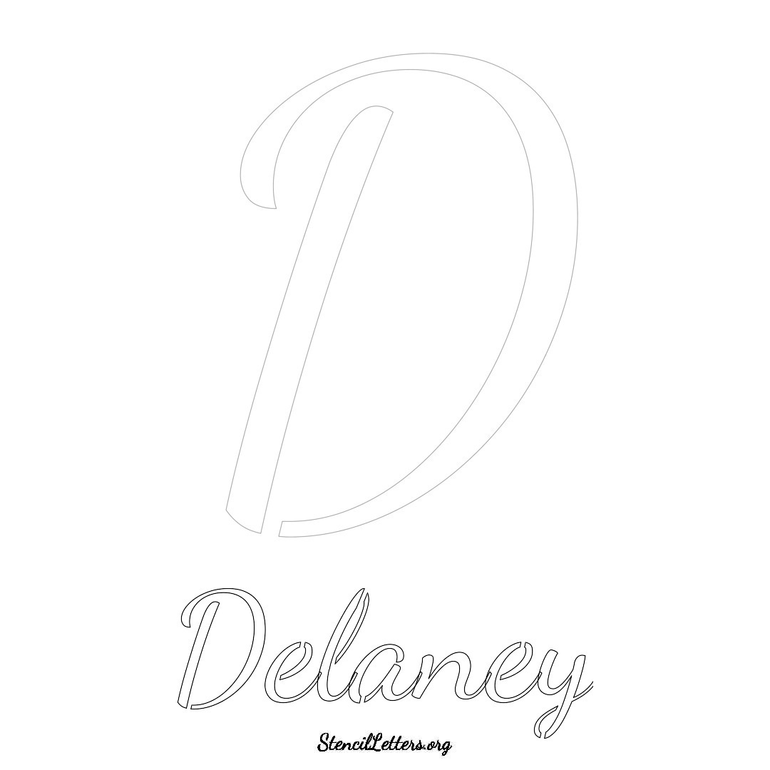 Delaney printable name initial stencil in Cursive Script Lettering