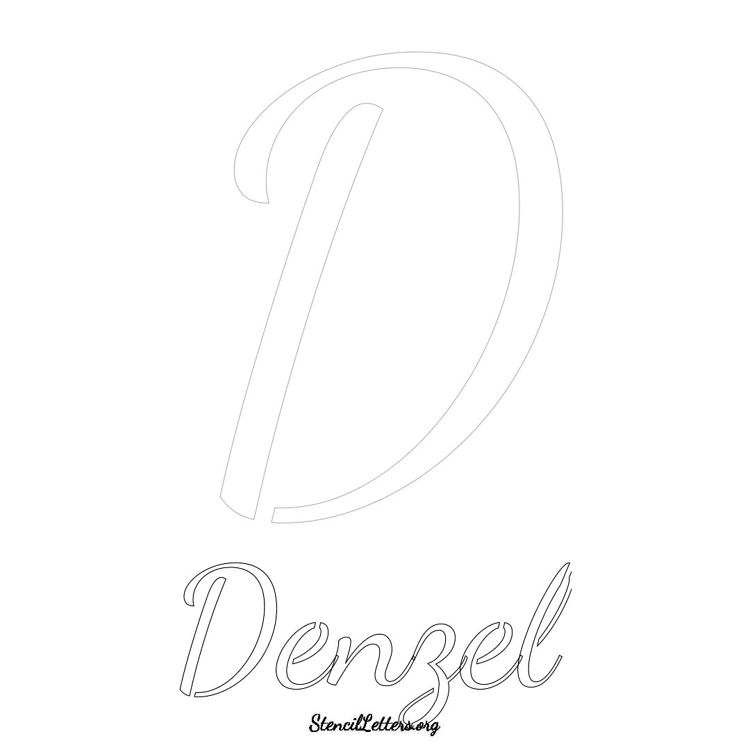 Denzel printable name initial stencil in Cursive Script Lettering