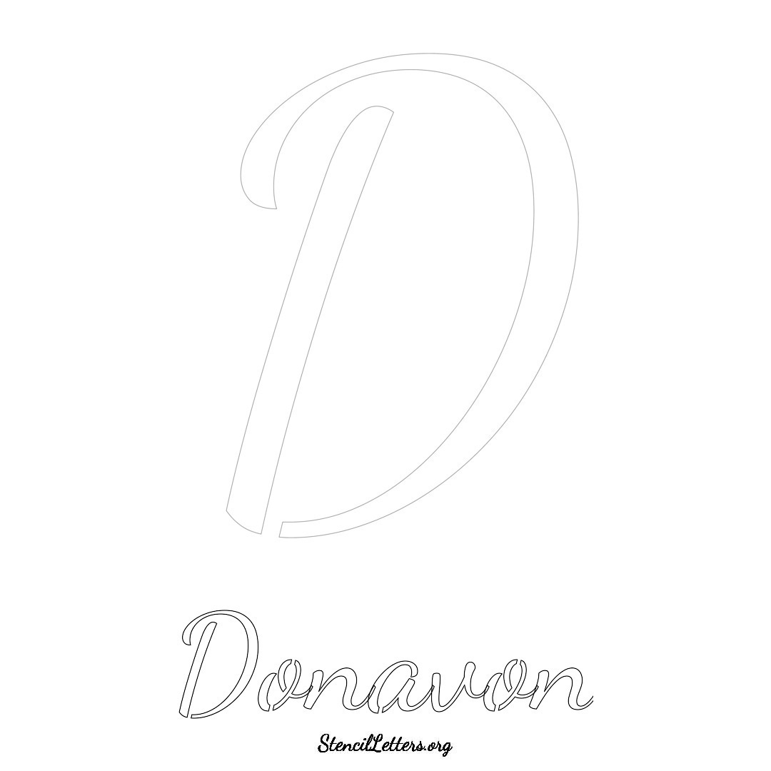 Donavon printable name initial stencil in Cursive Script Lettering