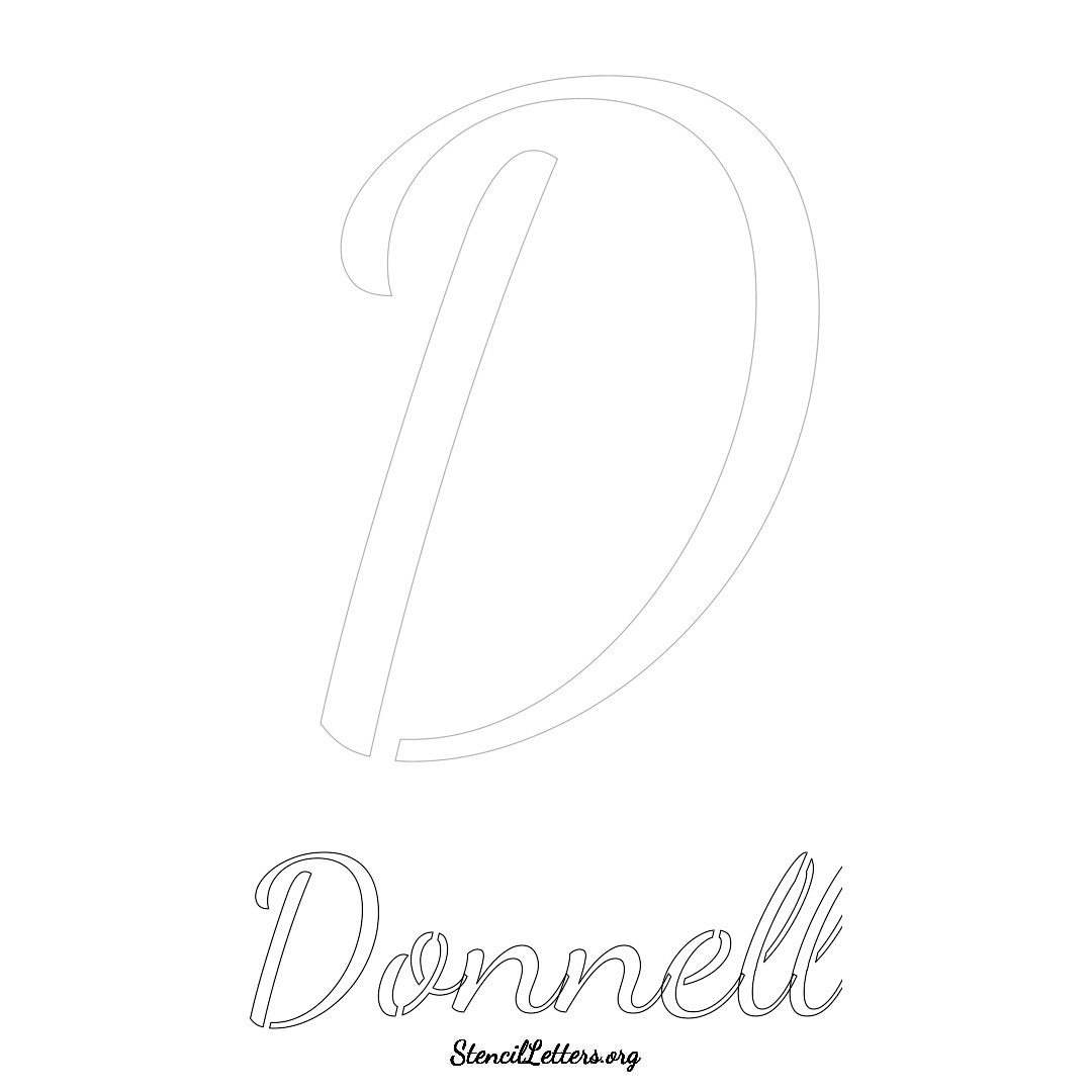 Donnell printable name initial stencil in Cursive Script Lettering