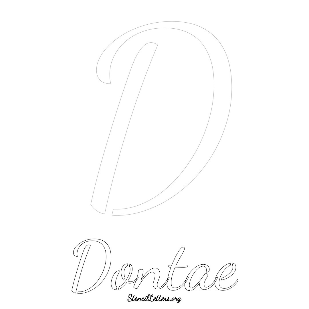 Dontae printable name initial stencil in Cursive Script Lettering