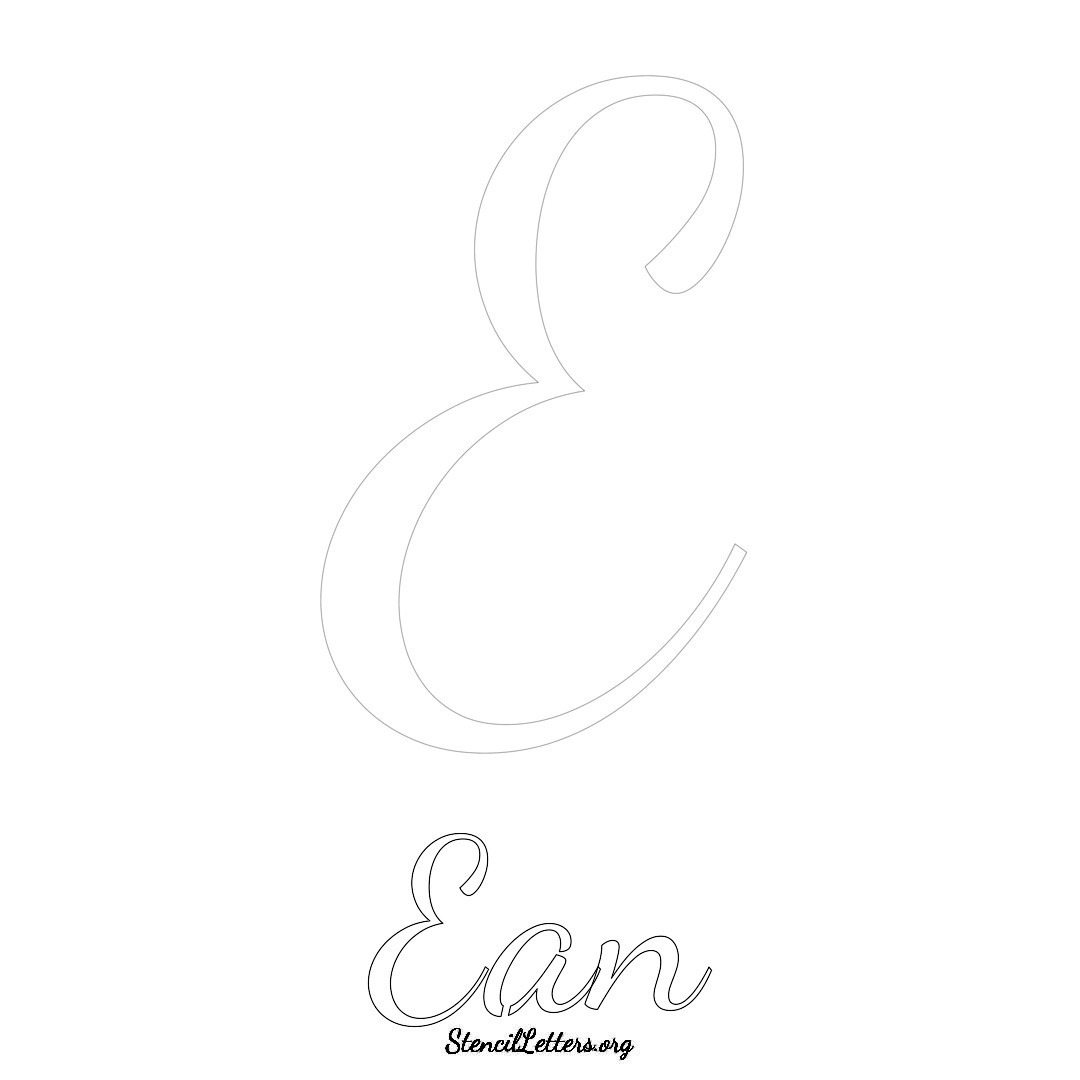 Ean printable name initial stencil in Cursive Script Lettering