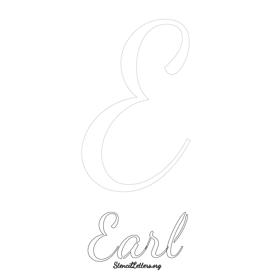 Earl printable name initial stencil in Cursive Script Lettering