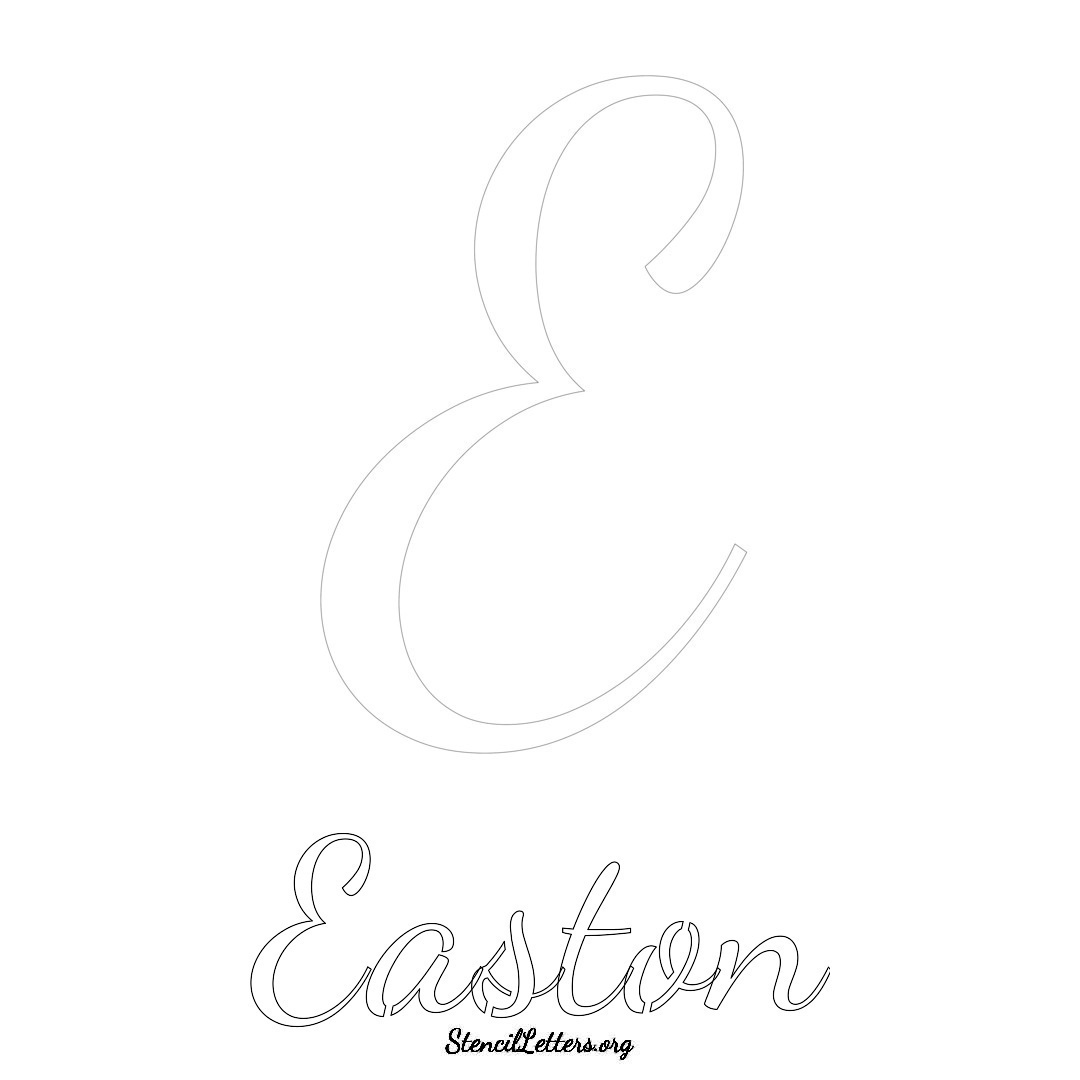 Easton printable name initial stencil in Cursive Script Lettering