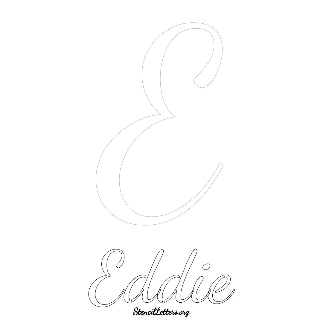 Eddie printable name initial stencil in Cursive Script Lettering