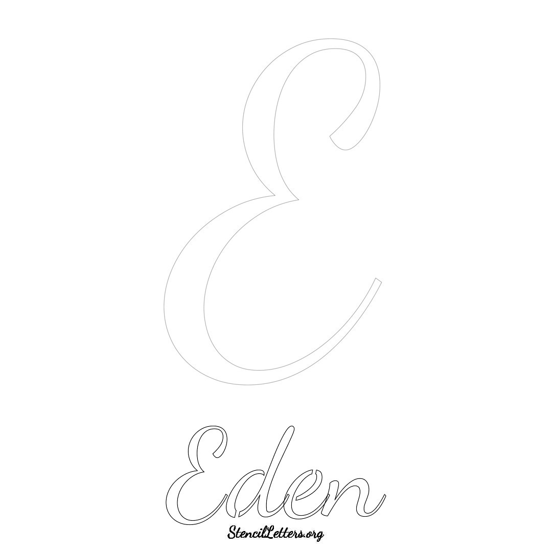 Eden printable name initial stencil in Cursive Script Lettering