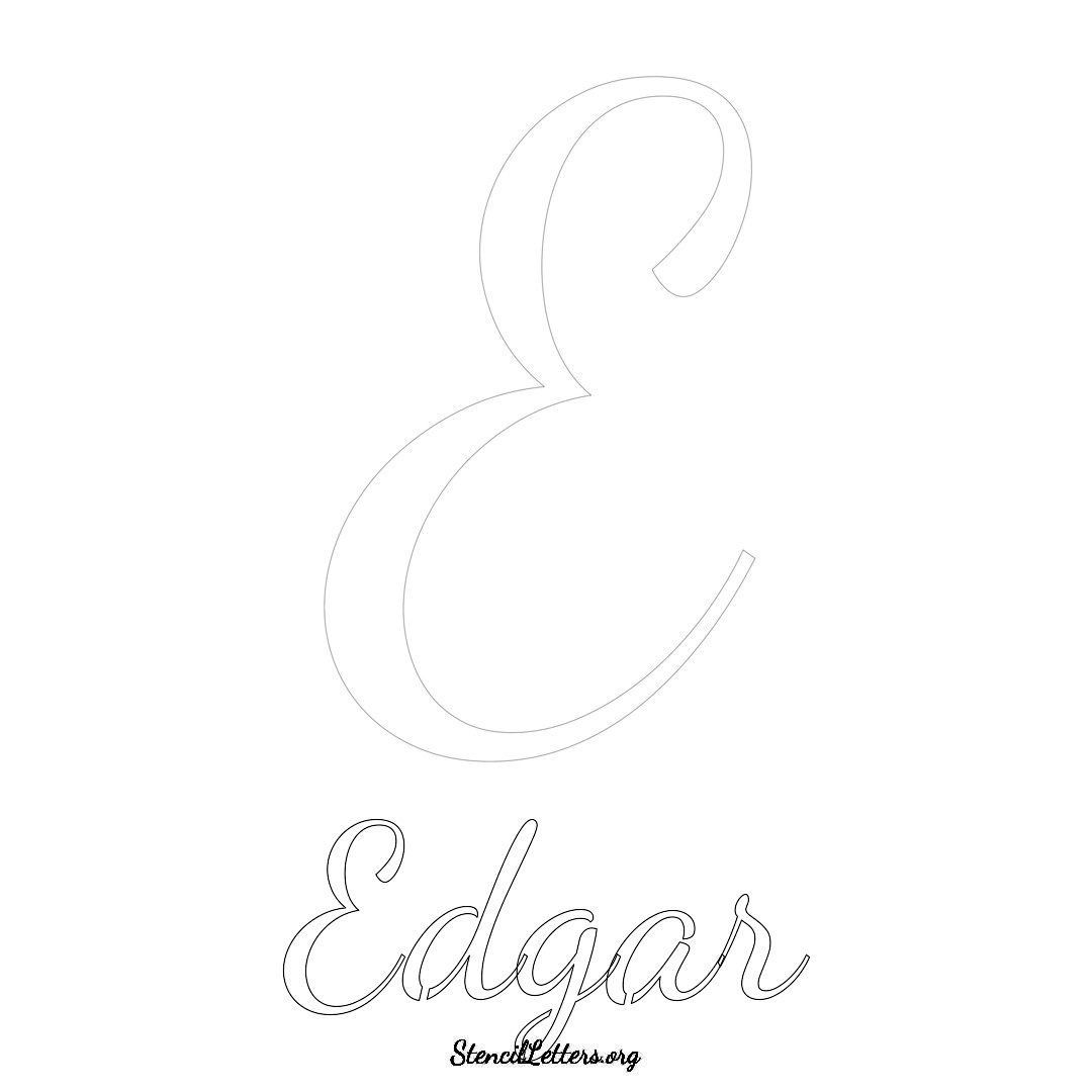 Edgar printable name initial stencil in Cursive Script Lettering