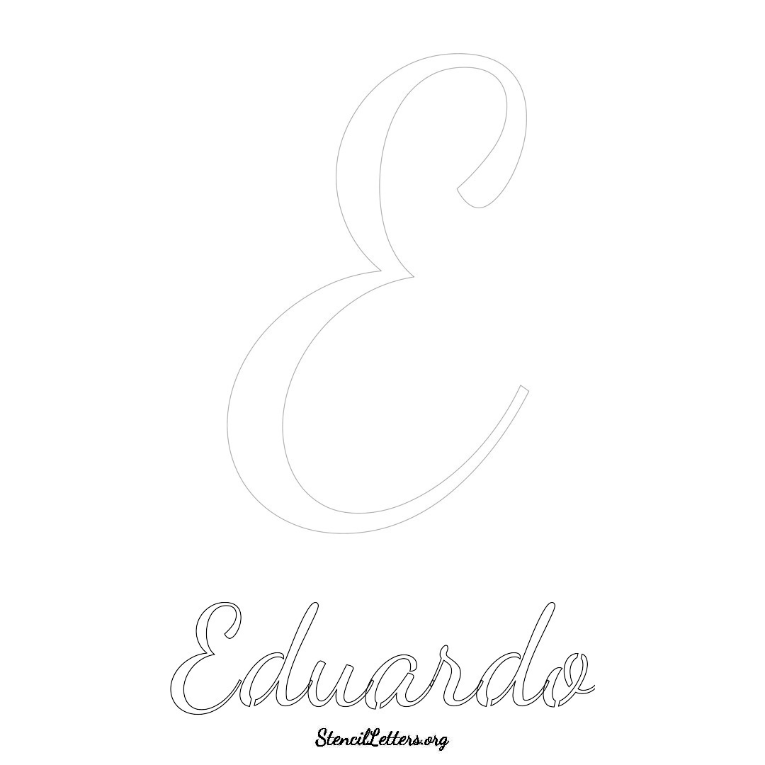 Eduardo printable name initial stencil in Cursive Script Lettering