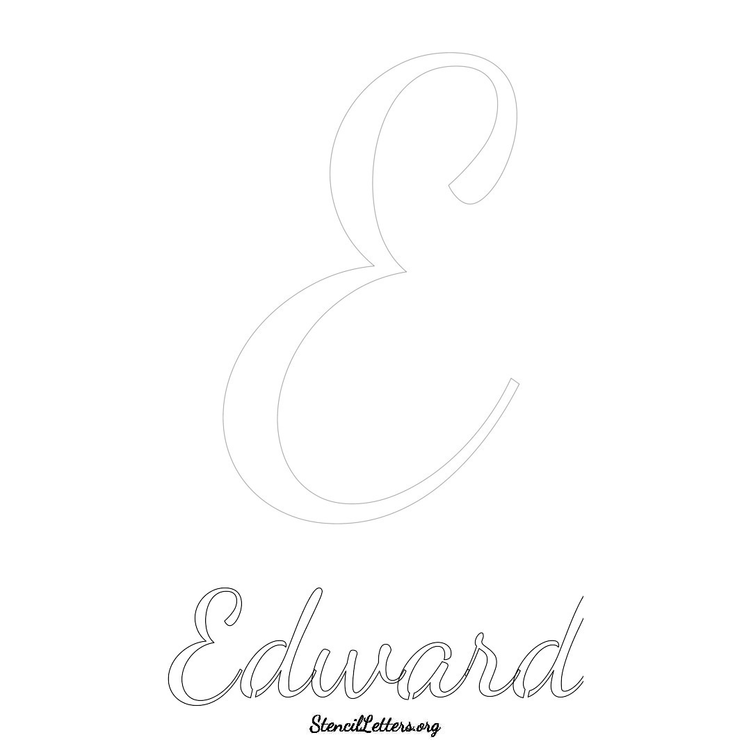 Edward printable name initial stencil in Cursive Script Lettering