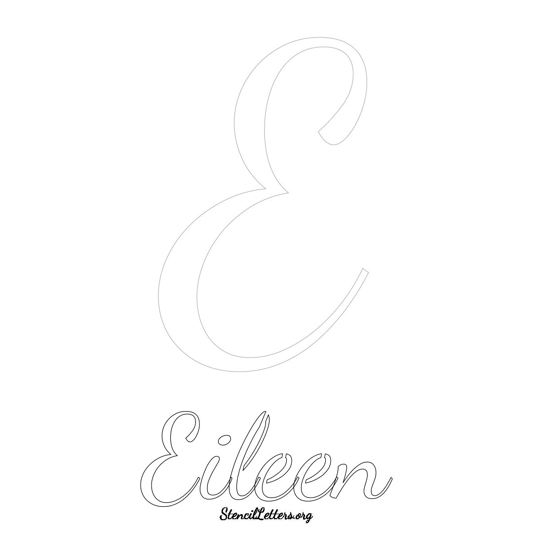 Eileen printable name initial stencil in Cursive Script Lettering