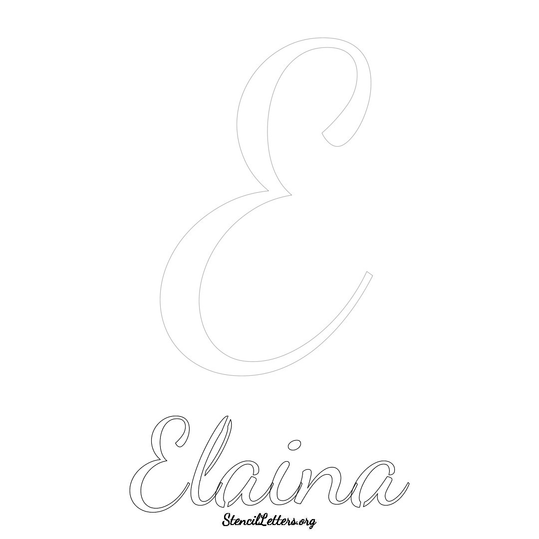 Elaina printable name initial stencil in Cursive Script Lettering