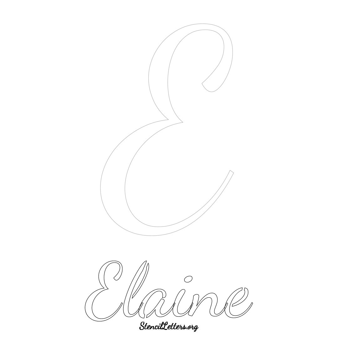 Elaine printable name initial stencil in Cursive Script Lettering