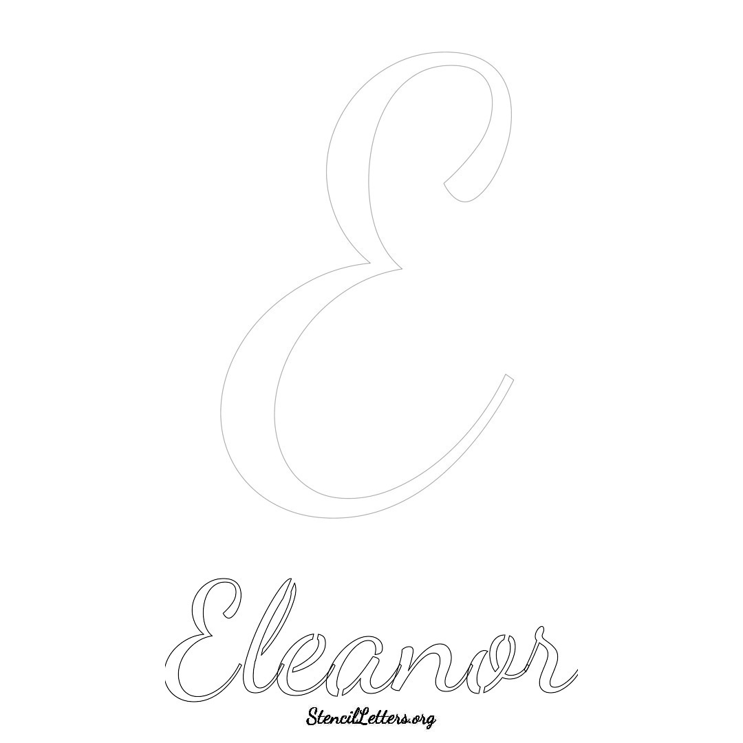 Eleanor printable name initial stencil in Cursive Script Lettering